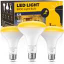 L LOHAS LED Yellow Bug Light Bulbs Outdoor, 65W Equivalent BR30 Bug Flood Lights for Outside, Non-Attracting, 11W Amber Porch Lights, E26 Base, Non-Dimmable, for Patio Deck Backyard, 3 Pack