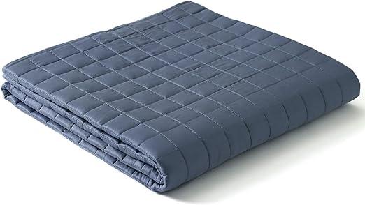 YnM Exclusive Cooling Weighted Blanket Rayon, Bed Blanket for One Person of 140lbs, Ideal for Queen/King Bed (60x80 Inches, 15 Pounds, Blue Grey)