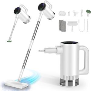 11-in-1 Steam Mop - Detachable Handheld Steam Cleaner with 380mL Tank, 260 Floor Steamer for Hardwood, Tile, Grout, Windows, Bath & Kitchen - 3-Level Steam Control, Multi-Purpose Floor Steam Cleaner (White)