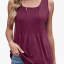 2025 Women's Summer Tank Tops Dressy Casual Sleeveless Holiday Shirts Loose Fit Pleated Front Plus Size Tunic Blouses Size M