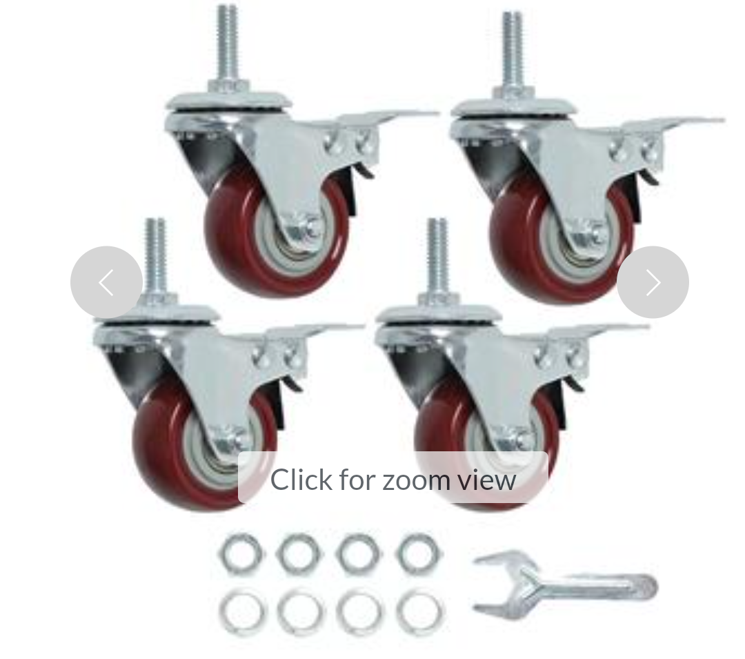 Finnhomy Swivel Caster Wheels 2 Inch Heavy Duty Threaded Stem Casters 1/4"" - 20 X 1"" With Brake Set Of 4 For Wire Shelves Whee