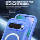 CENHUFO Privacy Case for Google Pixel 10/10 Pro, Full Body Phone Case with Built-in 9H Tempered Glass Privacy Screen Protector and Camera Protector, Shockproof Magnetic Anti Spy Cover - Blue