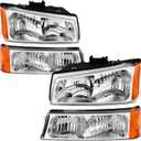 AUTOSAVER88 Headlight Assembly Compatible with 2003-2006 Chevy Silverado 1500 2500 3500 1500 HD 2500 HD Avalanche 1500 2500/07 Chevy Classic Pickup Headlamp Replacement (Not Fit Body Cladding Models)