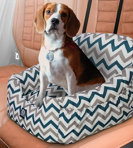 CHEERING PET Dog Car Seat, Soft and Comforable Dog Booster Seat for Small, Medium and Large Dogs, Detachable and Washable Dog Carseats, Secure Clip on Safety Leash for Dog Travel