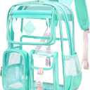 Clear Backpack for School,Heavy Duty PVC Transparent Bookbag for Girls Stadium Approved See Through Backpack (4-Turquoise)