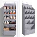 FENTEC 1 Pack Over-the-Door-Shoe-Organizers, Hanging Organizers with Large Pocket Shoe Holder Hanging Shoe Rack for Closet Shoe Organizer for Wall, Over Door Organizer with 15 Pockets Gray
