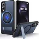 FNDMIL for Samsung Galaxy S25 Edge Case with MagSafe [Invisible Kickstand] [Charge While Standing] [Military Shockproof] Translucent Matte Soft Silicone Bumper for S25 Edge Phone Case Slim, Black