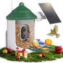 Bird Feeder with Camera AI Identify 2K Live Video Smart Bird Feeder with Camera, 2.4GHZ WiFi Solar Birds House Cameras, Motion Detection Instant Arrival Alerts, Ideal Present for Birds Lovers (Green)