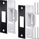 Hicarer 2 Pcs Box Strike Plate 1-1/4" x 4-7/8" Door Lock Striker Plate Deadbolt Strike Plates Universal Latch Restorer Security Latch Restorer for Exterior Doors Home Office Residential Use(Black)