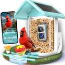 Bird Feeder with Camera Solar Powered - Smart Bird Feeder Camera 2K HD Live Stream, 5MP Photos, AI Identification for Backyard, 2.4Lb Large Capacity, Gifts for Mom Dad, Blue White