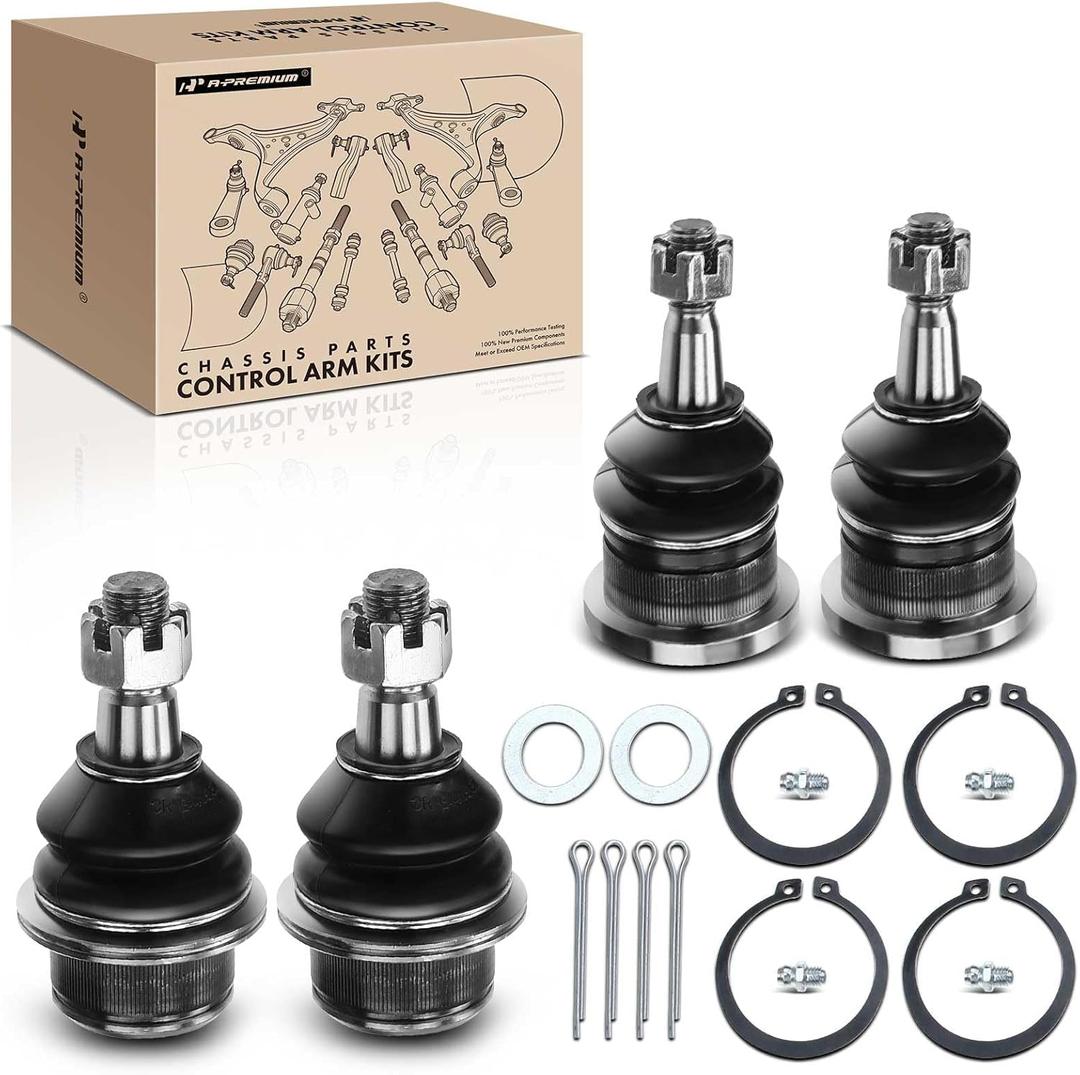 A-Premium Set of 4, Front Upper & Lower Ball Joints Kit, Compatible with Chevrolet Silverado 1500 & 1500 Classic, Tahoe, Suburban, Express 1500 & 2500, Avalanche, GMC Yukon, Sierra, Cadillac Escalade