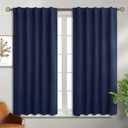 BGment Rod Pocket and Back Tab Blackout Curtains for Bedroom - Thermal Insulated Room Darkening Curtains for Living Room, Set of 2 Panels (42 x 54 Inch, Navy Blue)