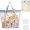 80L Large Foldable Laundry Basket with 2 Laundry Bags and 2 Hooks Wall-Mounted Laundry Hampers with Handles & Capacity Buckle, Dirty Clothes Basket for Bedroom, Bathroom, Dorm, 45x30x37 cm