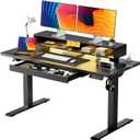 GTPLAYER Electric Standing Desk with Drawers, 48 x 24 Inch Height Adjustable Gaming Desk with Monitor Stand, Power Outlets & LED Lights, Home Office Sit Stand Up Desk with Memory Preset (Black)