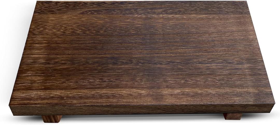 Lyfe Simple Rustic Pedestal Stand - Handmade Small Wood Tray - Soap Tray for Kitchen Sink, Bathroom (Brown, 12 x 7 x 1.5 Inch)