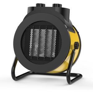 1500W Electric Space Heater with 90 Adjustable Angle, Overheat Protection, Heater for Garage, Office, Indoor Use (Yellow)