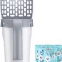 PETIZER Premium Cat Litter Scoop with 90 Count Refill Bags, Integrated Detachable Litter Shovel with Waste Container, Large Portable Cat Scooper with Holder, Kitty Poop Scooper & Easy Storage Caddy