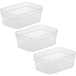 Sterilite 13558608 Medium Storage Trays with Sturdy Banded Rim and Textured Bottom for Desktop and Drawer Organizing, 2-Pack, Clear
