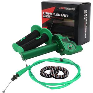 JFG RACING Motorcycle Throttle Assembly,7/8" 22mm Quick Twist Throttle Grips With Throttle Cable Aluminum Alloy Universal For CRF50 KLX SSR TTR 110 125 150 200 250cc Dirt Pit Bike ATV Mini Bike Green (Normal)