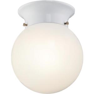 6107000 5-13/16-Inch LED Indoor Flush Mount Ceiling Fixture, White Finish with White Opal Glass Globe (No Size)
