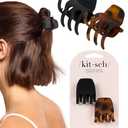 Kitsch Eco-Friendly Medium Claw Clips - Cute & Stylish Short Hair Accessories for Women, Girls | Ideal Size for Any Hairstyles, 2pcs (Black & Tortoise)