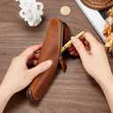GORGECRAFT Cowhide Crazy Horse Leather Pen Case Leather Pencil Pouch Genuine Leather Handcrafted Real Leather Bags Zippered Holder for Men Women Adults Stationery Storage Reading Glasses, Saddle Brown
