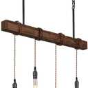4 Light Farmhouse Kitchen Island Lighting,Rustic Chandelier for Dining Room Light,Industrial Wood Beam Light for Dining Table Kitchen Island Bar,Height Adjustable.