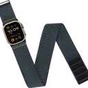 Arm/Ankle Band Compatible with Apple Watch 38mm 40mm 41mm 42mm 44mm 45mm 46mm 49mm for Women Men, Ultra Wide Nylon Armband/Ankle Strap for iWatch SE Ultra Ultra2 10 9 8 7 6 5 4 3 2 1 (Metal Connectors)