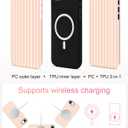 Magnetic Striped Phone Case for iPhone 15 Pro Max, Pink Yellow | Compatible with MagSafe, Cute Stripes Aesthetic Pattern Design, TPU and PC Protective Phone Cover for Women Men Girls Boys