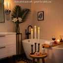 Homemory 2 Pcs Waxy Flameless Taper Candles with Remote, Flickering Battery Operated Taper Candle, Led Flameless Candlesticks Classic Tall Candles for Home, Wedding, Party, Ivory, 9.6 inches