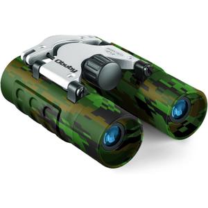 Obuby Real Binoculars for Kids Gifts for 3-12 Years Boys Girls 8x21 High-Resolution Optics Compact Toy Binocular for Bird Watching,Travel, Camping (Camo)