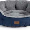 Bedsure Dog Beds for Small Dogs - Round Cat Beds for Indoor Cats, Washable Pet Bed for Puppy and Kitten with Slip-Resistant Bottom, 25 Inches, Navy