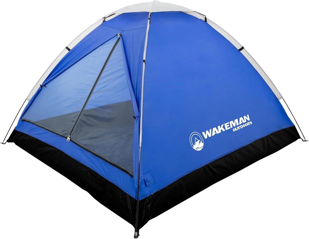 2-Person Tent  Water-Resistant Dome Tent with Removable Rain Fly and Carry Bag for Camping, Backpacking, Hiking, and Festivals by Wakeman (Blue)