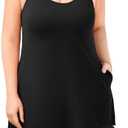 V FOR CITY Plus Size Summer Dresses with Built in Bra Pockets Beach Sundress Casual Sleeveless Scoop Neck Tank Dress 1X
