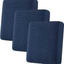 H.VERSAILTEX Super Stretch Stylish Cushions Covers/Furniture Cover Spandex Jacquard Small Checked Pattern Super Soft Slipcover Washable Individual (3 Cushion Sofa, Navy)