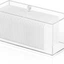 Acrylic Clean Pad Storage Box for Clean Skin Club - Cotton Holder, Square Organizer (Pads Not Included) - Horizontal With Lid