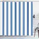 Emvency Shower Curtain Abstract Classic Blue and White Stripe Graphic Modern Waterproof Polyester Fabric, 72 x 72 inches, Set with Hooks