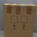 Vintage Table Lamps Set of 2, 28.5'' High Bedside Lamps with Fabric Shade, Farmhouse Nightstand Lamps with USB A+C Ports and Nightlight - Perfect for Living Room Bedroom Office Study (Bulb Included)