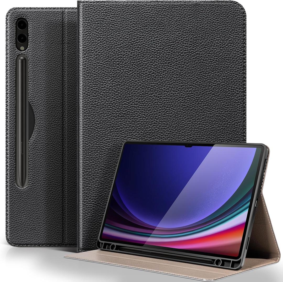Case for Samsung Galaxy Tab S9/S10 Ultra 14.6 inch 2023/2024 Model(SM-X918U/X910/X916B/X920/X926) Microfiber Leather Cover with S Pen Holder Auto Sleep/Wake,Anti Fingerprint,Black