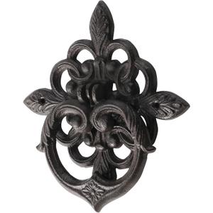 Black Antique Front Door Knocker, Gothic Cast Iron Petal Leaf Door Handle Decoration Outdoor Home Garden and Farmhouse (1 Pack)