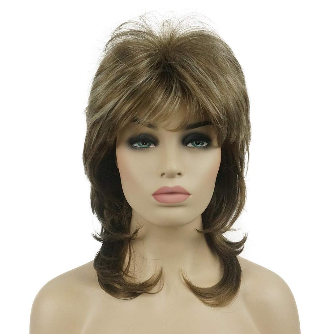 Lydell Long Soft Shaggy Layered Classic Cap Full Synthetic Wigs (12TT26 Brown with Highlights)