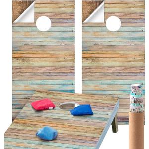 Feifeiya 2 Pcs Cornhole Wraps for Boards 24.5" x 48.5" Vinyl Decals and Wraps Festival Carnival Game Bean Bag Toss Game Stickers for Corn Hole Indoor Outdoor Use