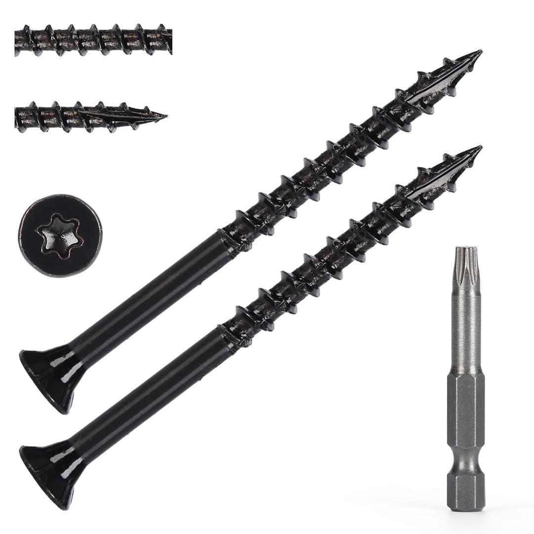 Wood Screws #10 x 2-1/2, T25 Star Torx Drive Flat Head Deck Screws, Black, 79Pcs (1lb)