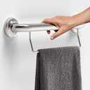 ADA Compliant Grab Handrail with Towel Bar, 500lbs Weight Support, 1-1/4 x 16 inch for Stud Mount, Brushed Nickel