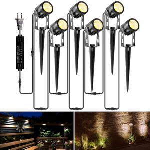 ALOVECO Landscape Lighting 1800LM 12V Low Voltage Landscape Lights Kit with Transformer and 69FT Cable IP65 Waterproof LED Uplighting Outdoor Spotlights for Yard House Tree Garden 6 Pack Warm White
