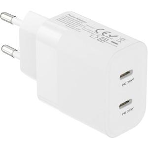 European Dual USB Type C Fast Charger Europe Travel Adapter Block for Apple iPhone 17 16 15 14 13 12 Pro Max SE iPad Samsung Pixel Moto EU Euro International Wall Plug France Spain Israel 40W PD PPS