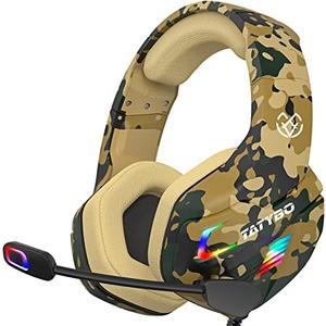 Tatybo Gaming Headset for Ps5 Ps4 Xbox One Switch PC with Noise Cancelling Mic, Surround Sound PS5 Gaming Headphones with RGB Light