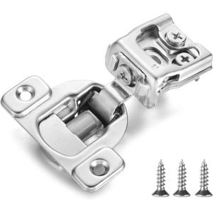 (4 Pack) 1 Inch Overlay Soft Close Cabinet Hinges, Kitchen Concealed Hinges for Face Frame Door, European Hinges with Brushed Nickel
