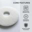 13 Inch White Super Polish Floor Pad, Extra Fine Polishing Buffing Pad for Up to 3000 RPM Floor Machine, Eco-Friendly Recycled Polyester Pad for Marble Granite Wood Floors (2 Pack)