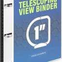 WOT I 1 Inch Telescoping 3 Ring Binder, Expandable Flexible Binder with Customizable Front Cover & Clear Catalog Pocket, Holds 225 Sheets, School Office Supplies, White